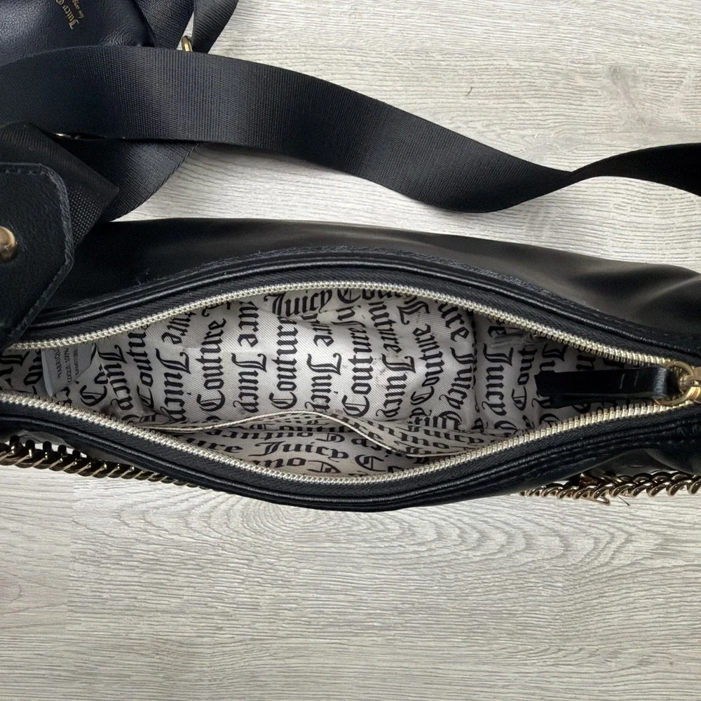Juicy Couture Quilted Black Puff Half Moon Crossbody Bag‎ W/ Change Purse